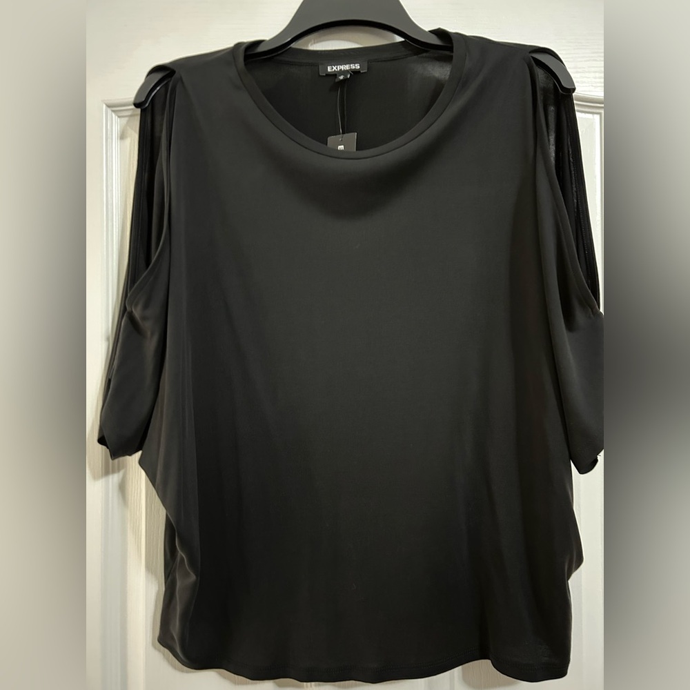 Express Black Cold Shoulder Blouse